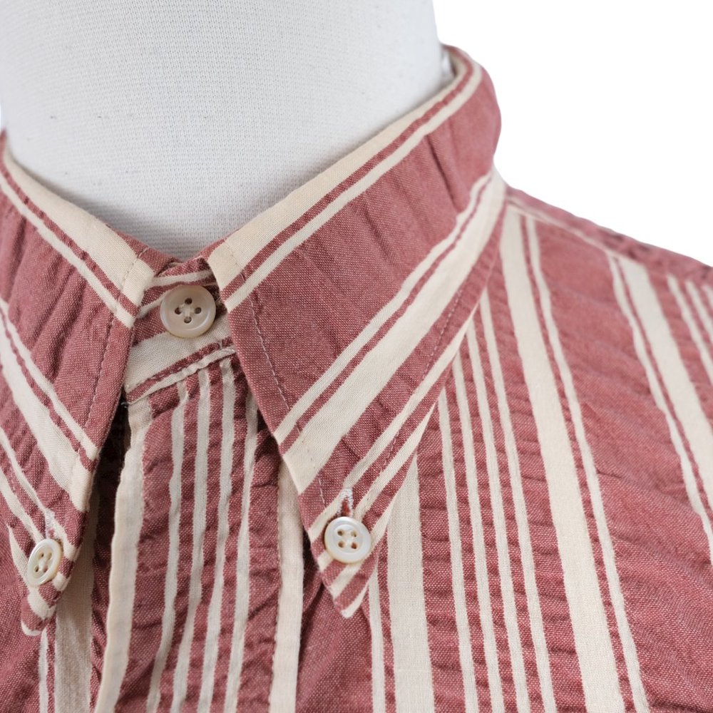 Hugo Boss Men's L Vintage Burgendy Striped Button Down Shirt - Picture 3 of 15